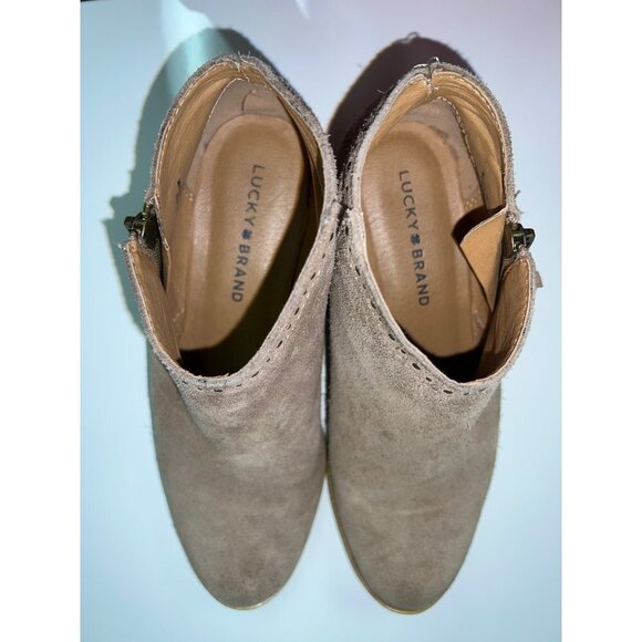 Lucky Brand Leather Benna Tan Ankle Boot Bootie Slip On Size 6.5 Women's - Picture 8 of 10